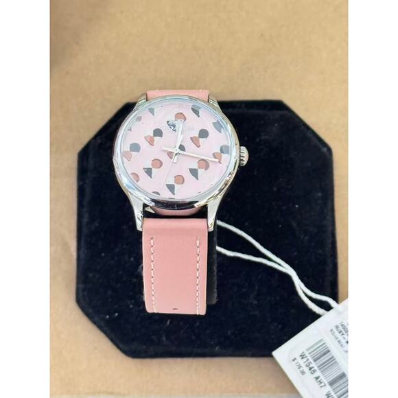 Coach W1546 14502983 Women's Checker Heart Blush Pink Leather Strap Watch - Picture 4 of 5